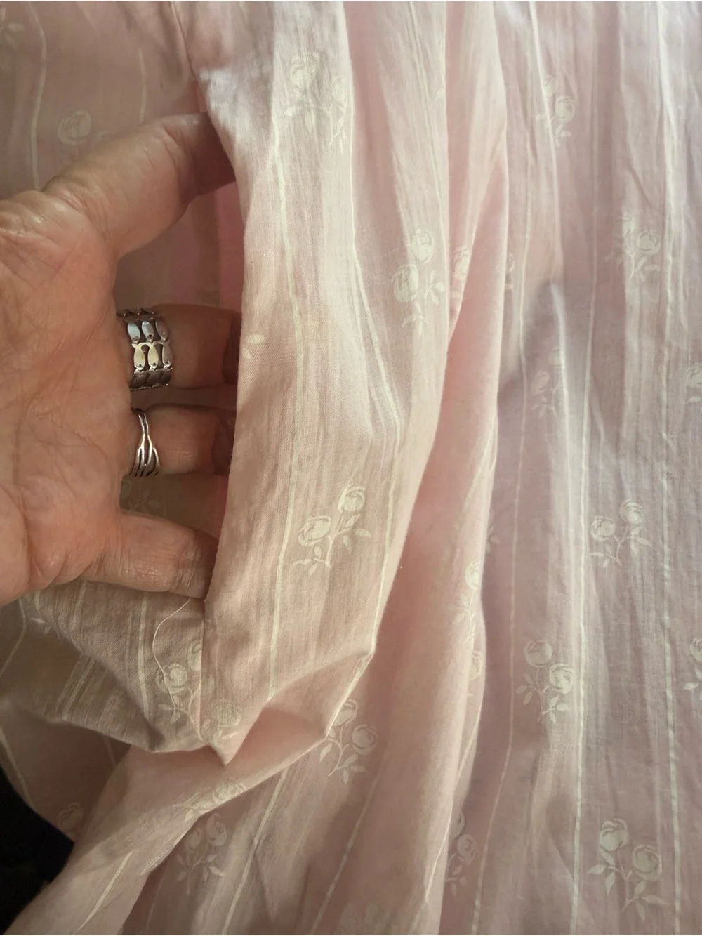 Eileen West Queen Anne’s Lace Pink Floral Cotton Nightgown CottageCore S/M - Picture 8 of 10
